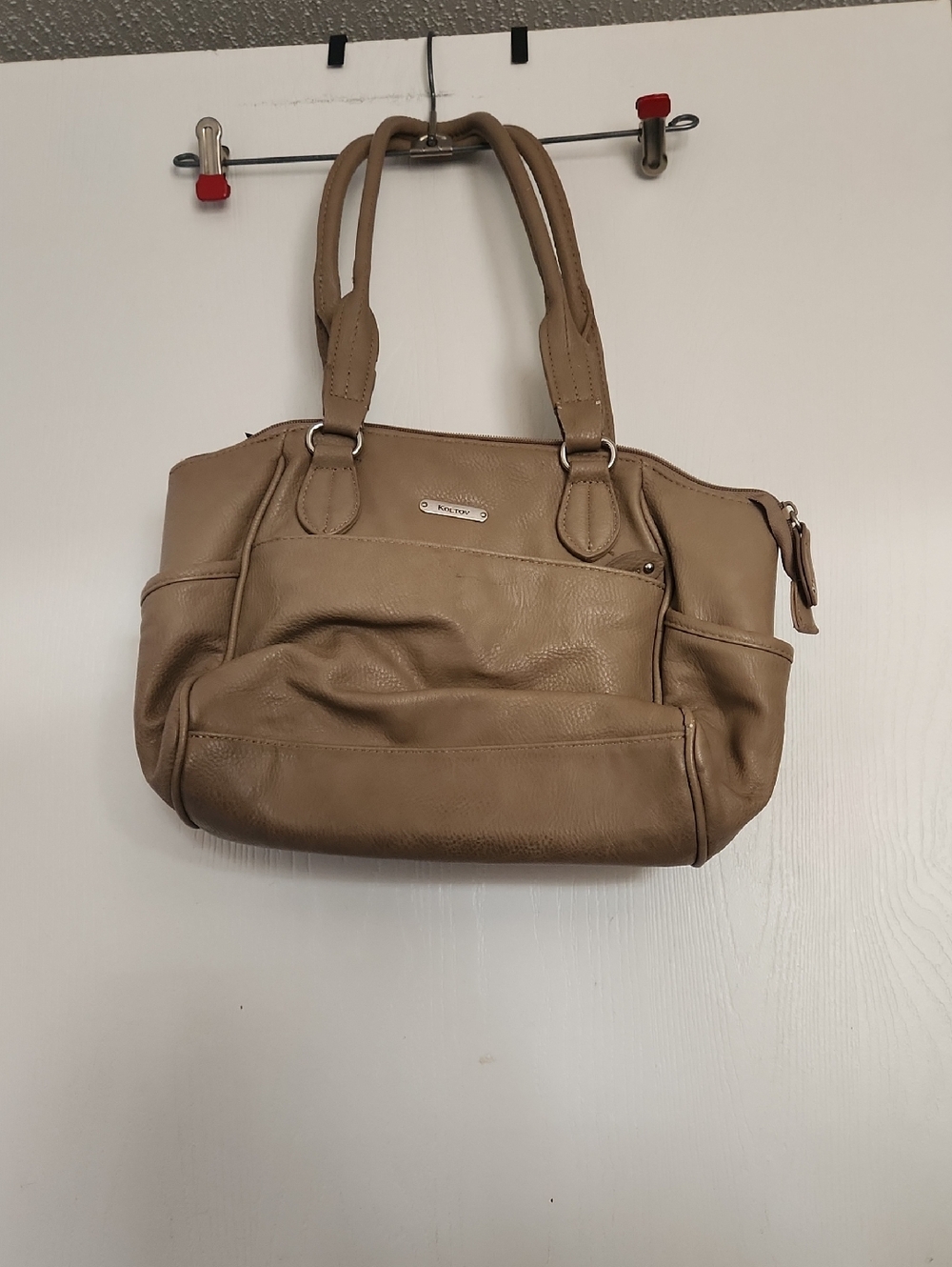 Taupe Shoulder Bag with Front Pocket